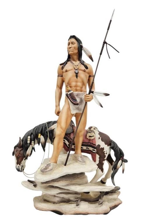 Bronn USA Crazy Horse 27" Sculpture #20/25: IMPORTANT NOTE: Please be advised that we offer reasonably priced in-house shipping, but you must select Arrange My Own Shipping as part of your post-auction invoice options. Bronn USA fine porcelain