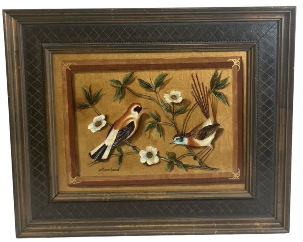 Original Oil On Canvas "Birds" By Marchand (1 of 14)