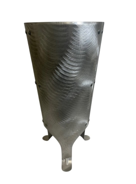 Modern Minimalist Metallic Vase Stand: IMPORTANT NOTE: Please be advised that we offer reasonably priced in-house shipping, but you must select Arrange My Own Shipping as part of your post-auction invoice options. Modern minimalist metalli