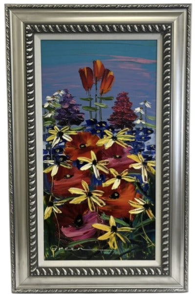 Maya Green Love Carried By The Breeze Oil On Canvas: IMPORTANT NOTE: Please be advised that we offer reasonably priced in-house shipping, but you must select Arrange My Own Shipping as part of your post-auction invoice options. Maya Green Oil on Canvas