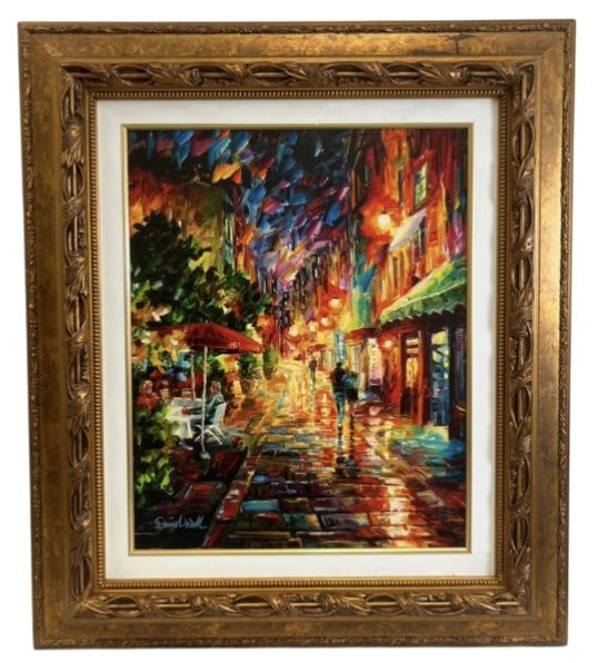 Wall "A Romantic Alley" Embellished Giclee Canvas: IMPORTANT NOTE: Please be advised that we offer reasonably priced in-house shipping, but you must select Arrange My Own Shipping as part of your post-auction invoice options. Daniel Wall, "A Romantic