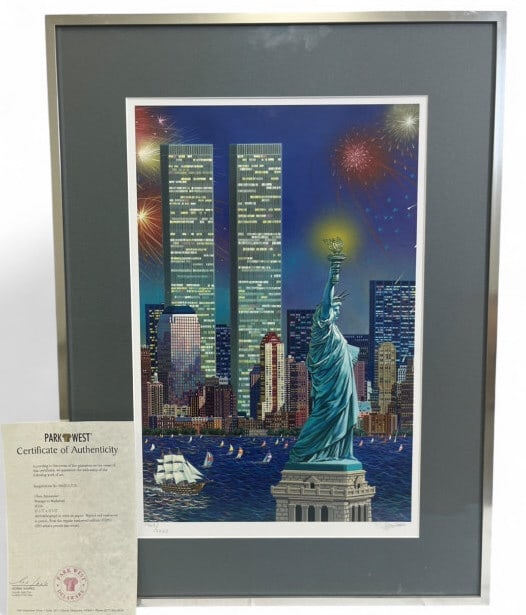 Chen Alexander LE Serigraph Homage To Manhattan: IMPORTANT NOTE: Please be advised that we offer reasonably priced in-house shipping, but you must select Arrange My Own Shipping as part of your post-auction invoice options. Signed & numbered serigra