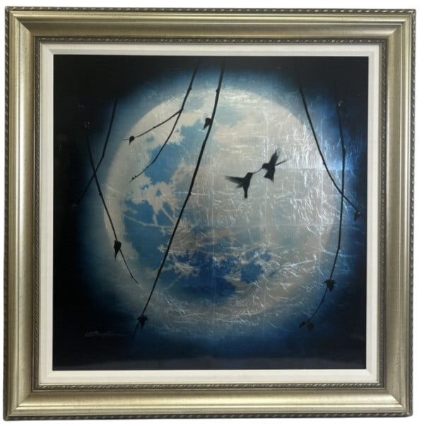 Patrick Guyton Mixed Media "Lovers Moon Series": IMPORTANT NOTE: Please be advised that we offer reasonably priced in-house shipping, but you must select Arrange My Own Shipping as part of your post-auction invoice options. Mixed media painting on a