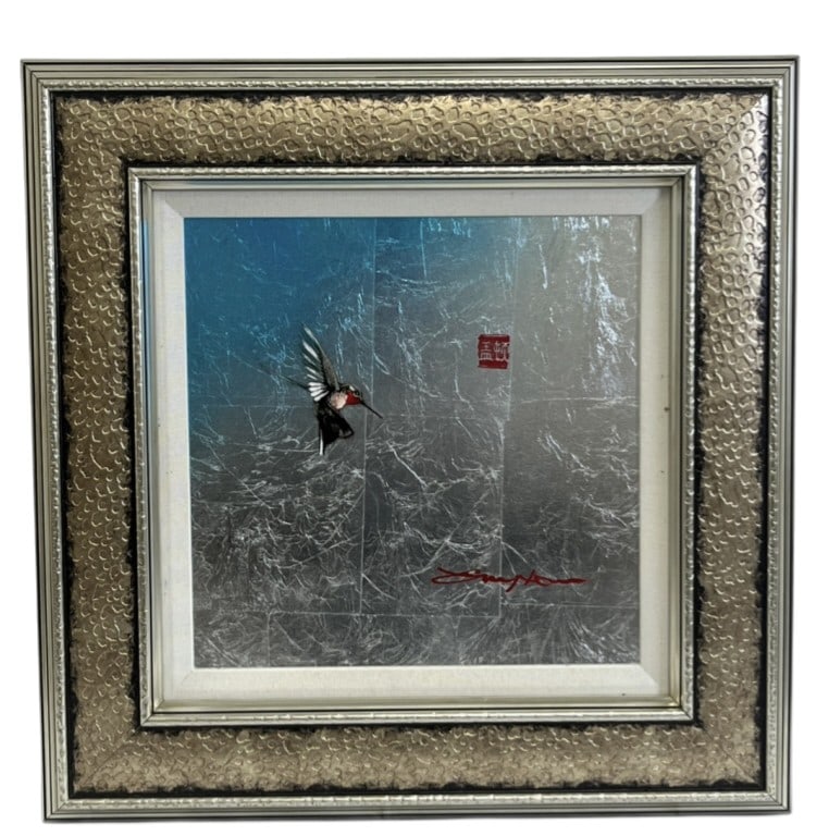 Guyton "Needle w/Red Chop" Mixed Media On Aluminum: IMPORTANT NOTE: Please be advised that we offer reasonably priced in-house shipping, but you must select Arrange My Own Shipping as part of your post-auction invoice options. Patrick Guyton, "Needle w