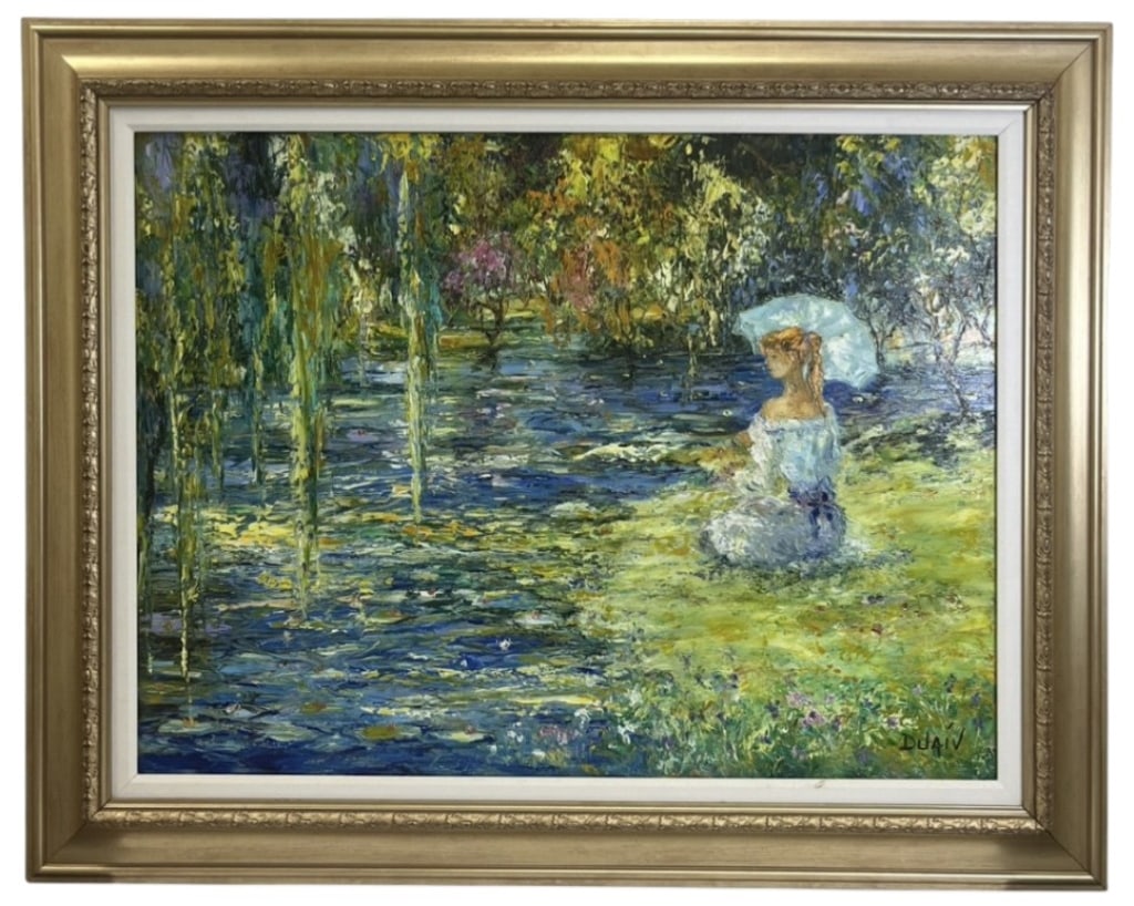 Duaiv "Impression Au Bond De Letang" Oil On Canvas: IMPORTANT NOTE: Please be advised that we offer reasonably priced in-house shipping, but you must select Arrange My Own Shipping as part of your post-auction invoice options. Duaiv (French/American 19