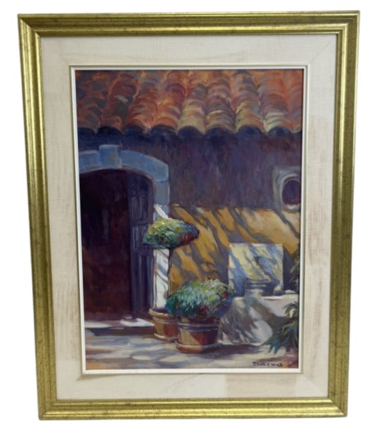 Niklewicz "A Tuscan Retreat" Acrylic On Canvas: IMPORTANT NOTE: Please be advised that we offer reasonably priced in-house shipping, but you must select Arrange My Own Shipping as part of your post-auction invoice options. T. Niklewicz "A Tuscan