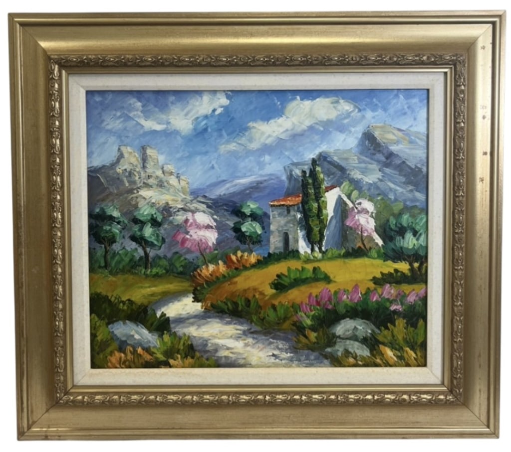 Sorianno Landscape Oil On Canvas: IMPORTANT NOTE: Please be advised that we offer reasonably priced in-house shipping, but you must select Arrange My Own Shipping as part of your post-auction invoice options. Sorianno landscape oil on
