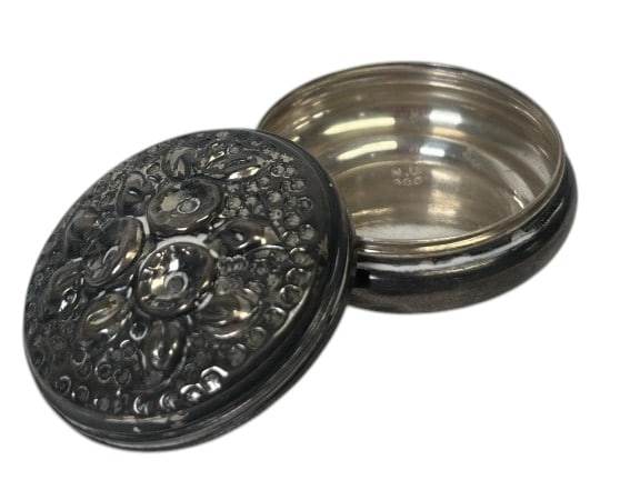 NU .900 Silver Turkish Filigree Circular Trinket: IMPORTANT NOTE: Please be advised that we offer reasonably priced in-house shipping, but you must select Arrange My Own Shipping as part of your post-auction invoice options. NU .900 silver intricate 