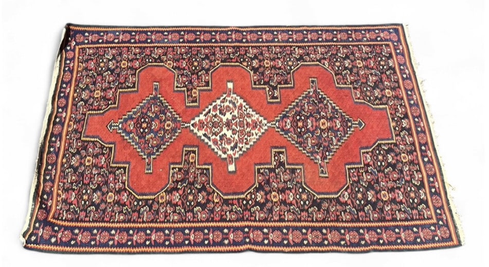 Kurdish Kilim Floral Rug Wool On Cotton: IMPORTANT NOTE: Please be advised that we offer reasonably priced in-house shipping, but you must select Arrange My Own Shipping as part of your post-auction invoice options. Kurdish Kilim floral rug,