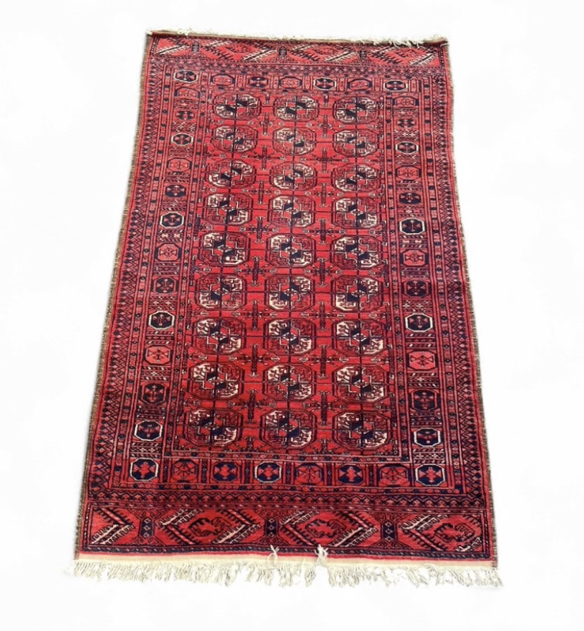 Afghan Red Hand Knotted Wool Persian Rug: IMPORTANT NOTE: Please be advised that we offer reasonably priced in-house shipping, but you must select Arrange My Own Shipping as part of your post-auction invoice options. Afghan red hand knotted w