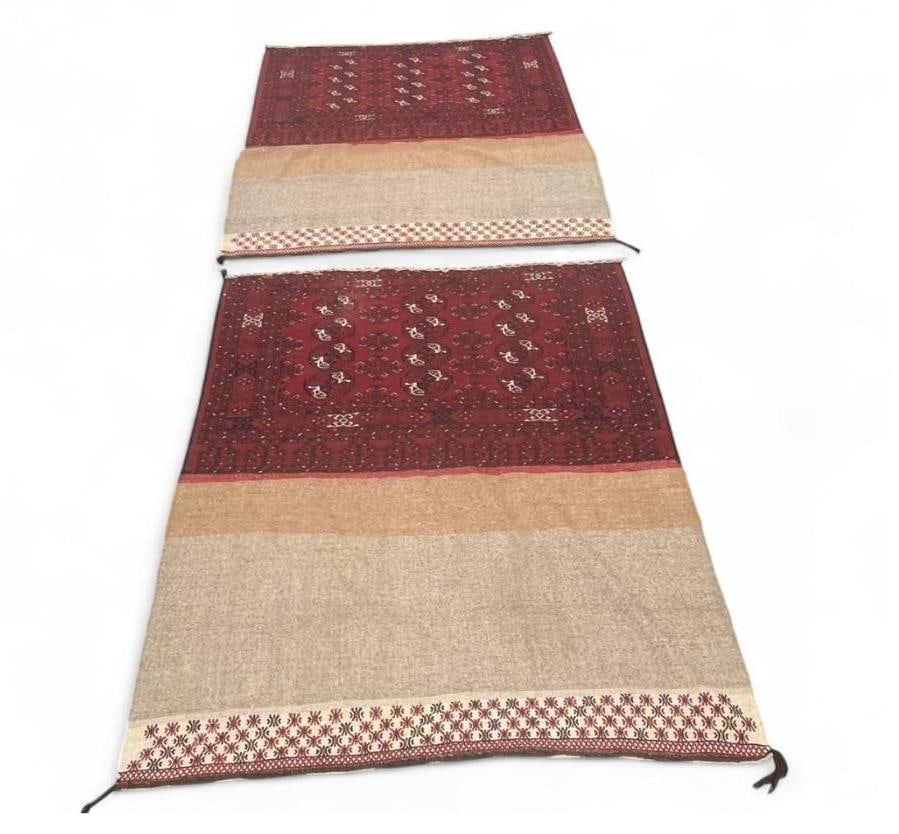 Two 19th Century Wool Afghan Saddle Bags: IMPORTANT NOTE: Please be advised that we offer reasonably priced in-house shipping, but you must select Arrange My Own Shipping as part of your post-auction invoice options. Two late 19th century