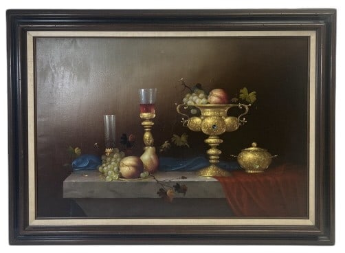 Jozef Molnar Still Life Oil On Canvas: IMPORTANT NOTE: Please be advised that we offer reasonably priced in-house shipping, but you must select Arrange My Own Shipping as part of your post-auction invoice options. Jozef Molnar (Hungarian,