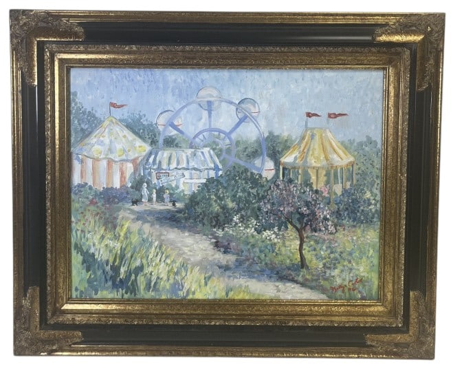 Kathryn Carter Original Oil On Canvas 1996: IMPORTANT NOTE: Please be advised that we offer reasonably priced in-house shipping, but you must select Arrange My Own Shipping as part of your post-auction invoice options. Kathryn Carter original