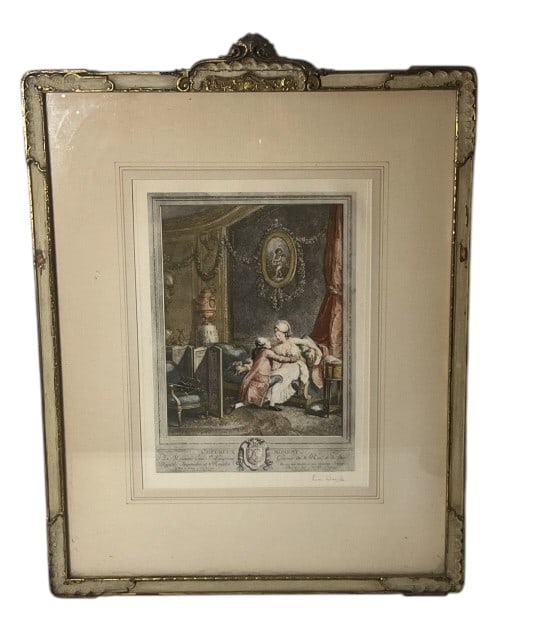 Leon David "L'Heureux Moment" AP Stipple Engraving: IMPORTANT NOTE: Please be advised that we offer reasonably priced in-house shipping, but you must select Arrange My Own Shipping as part of your post-auction invoice options. Leon David L'Heureux Mome