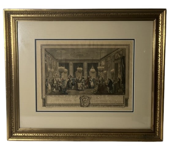 Antoine-Jean Duclos "Le Bal Pare" Engraving: IMPORTANT NOTE: Please be advised that we offer reasonably priced in-house shipping, but you must select Arrange My Own Shipping as part of your post-auction invoice options. Antoine-Jean Duclos, colo