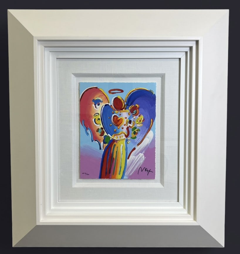 Peter Max Angel with Heart HC Serigraph Paper: IMPORTANT NOTE: Please be advised that we offer reasonably priced in-house shipping, but you must select Arrange My Own Shipping as part of your post-auction invoice options. Peter Max "Angel with Hea
