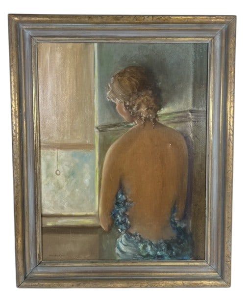 Signed Original Semi-Nude Oil Painting On Canvas: IMPORTANT NOTE: Please be advised that we offer reasonably priced in-house shipping, but you must select Arrange My Own Shipping as part of your post-auction invoice options. Signed original semi-nude