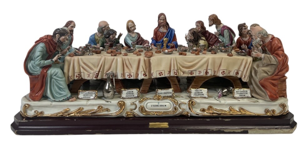 Capodimonte The Last Supper Bruno Merli(1914-1996): IMPORTANT NOTE: Please be advised that we offer reasonably priced in-house shipping, but you must select Arrange My Own Shipping as part of your post-auction invoice options. Italian Capodimonte ?The 