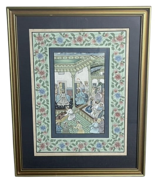 Mughal Style Indo-Persian Miniature Painting: IMPORTANT NOTE: Please be advised that we offer reasonably priced in-house shipping, but you must select Arrange My Own Shipping as part of your post-auction invoice options. Mughal Style Indo-Persian