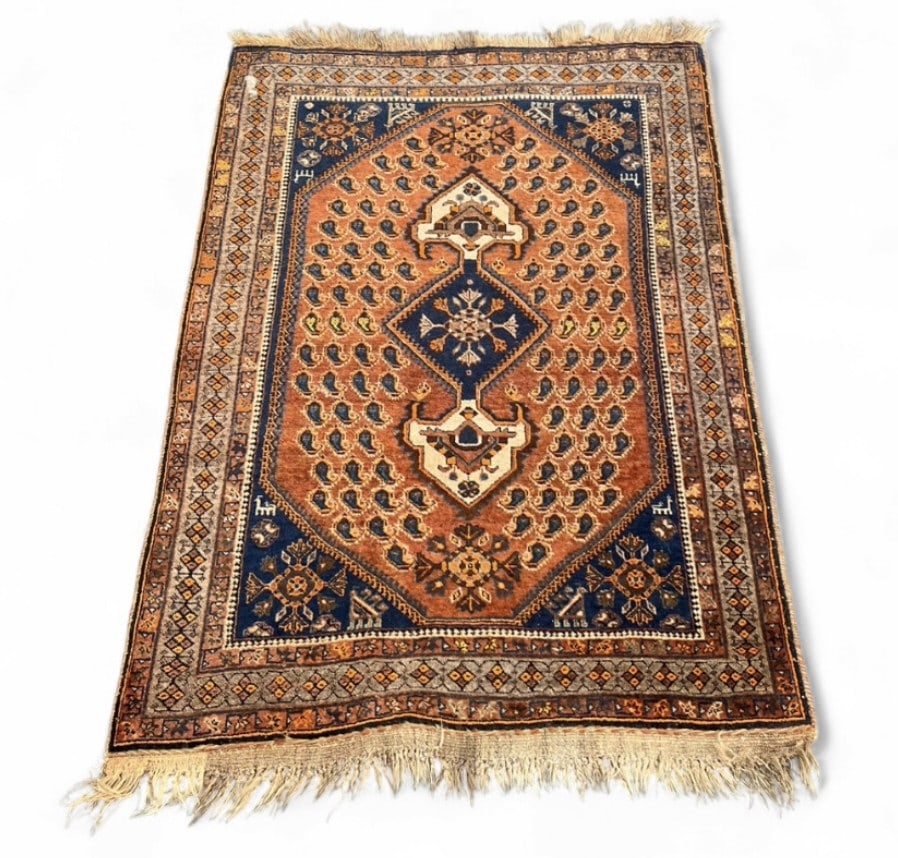 Afghan Afshar Wool Rug: IMPORTANT NOTE: Please be advised that we offer reasonably priced in-house shipping, but you must select Arrange My Own Shipping as part of your post-auction invoice options. Afghan Afshar wool rug li