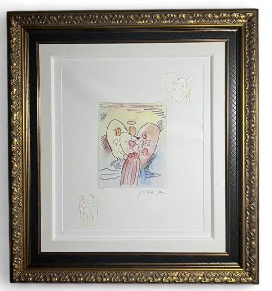 Peter Max Angel w/ Heart (Profile/Sage) HC Etching - 2