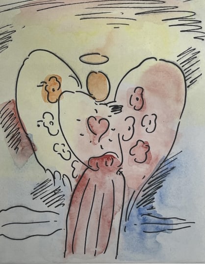 Peter Max Angel w/ Heart (Profile/Sage) HC Etching - 4