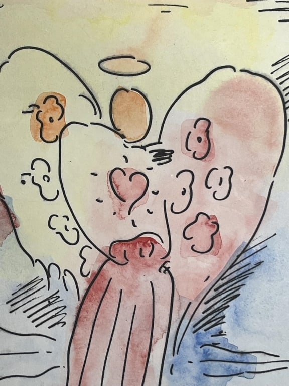 Peter Max Angel w/ Heart (Profile/Sage) HC Etching - 9