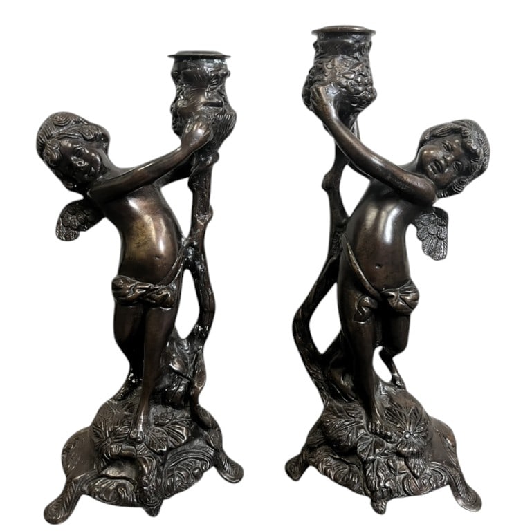 Bronze Cherub Candlestick Holders (1 of 11)