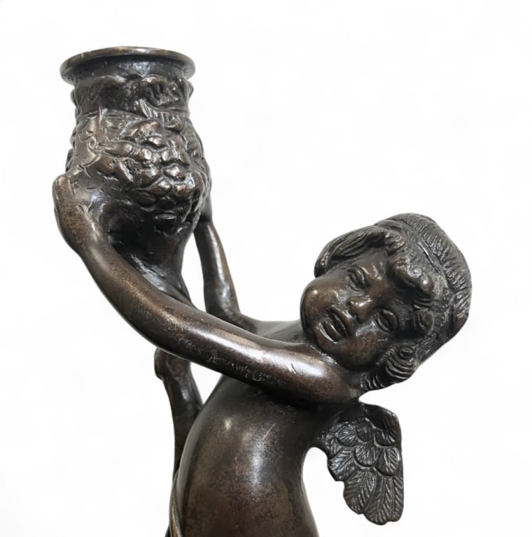 Bronze Cherub Candlestick Holders - 8
