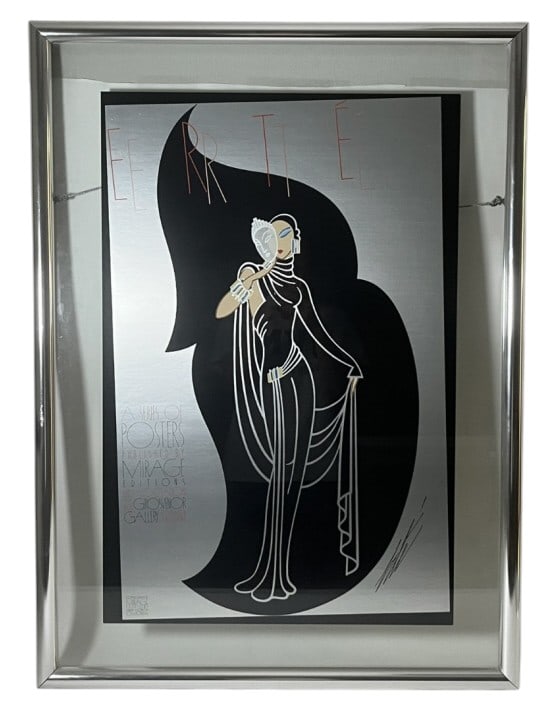 Erte Mirage Editions "Crystal Mask" Signed Poster: IMPORTANT NOTE: Please be advised that we offer reasonably priced in-house shipping, but you must select Arrange My Own Shipping as part of your post-auction invoice options. Erte 1978 Mirage