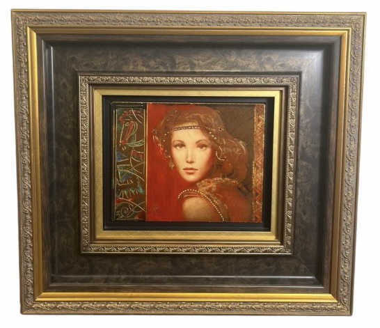 Csaba Markus "Vermillia" AP Caldograph On Wood: IMPORTANT NOTE: Please be advised that we offer reasonably priced in-house shipping, but you must select Arrange My Own Shipping as part of your post-auction invoice options. Csaba Markus "Vermillia"