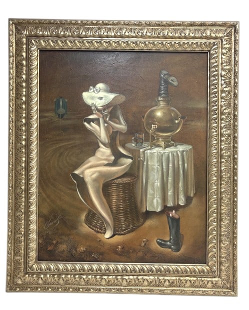 Michael Cheval Overtaken by Shyness Oil on Canvas: IMPORTANT NOTE: Legacy Auctions offers reasonably priced in-house and 3rd Party shipping options, but you must select Arrange My Own Shipping as part of your post-auction purchase options. 2002 signed