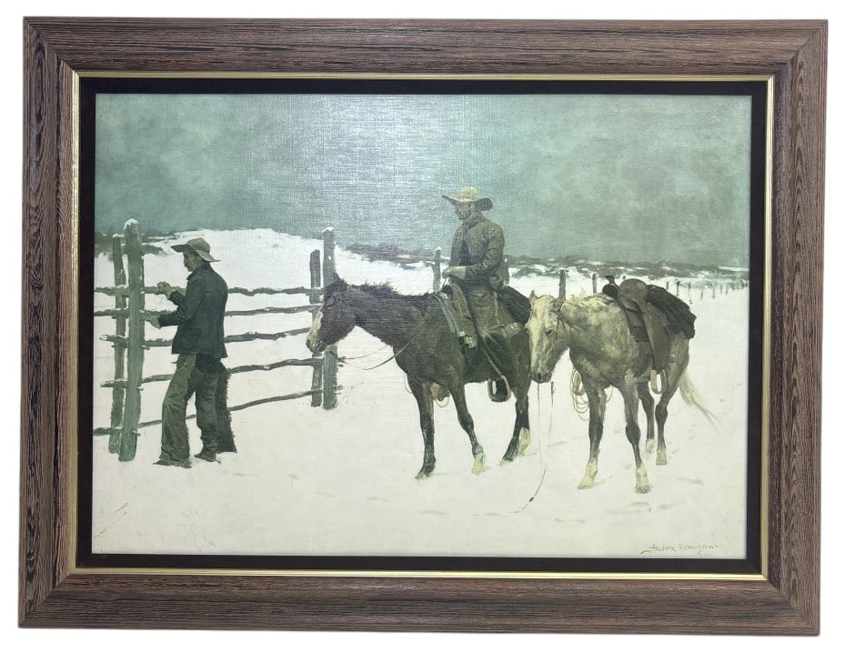 Remington, F. Fall of the Cowboy Repro. on Canvas (1 of 6)