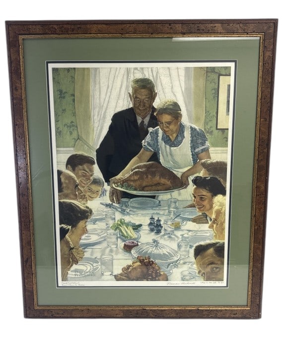 Norman Rockwell Freedom From Want Collotype Print: IMPORTANT NOTE: Legacy Auctions offers reasonably priced in-house and 3rd Party shipping options, but you must select Arrange My Own Shipping as part of your post-auction purchase options. Curtis Publ