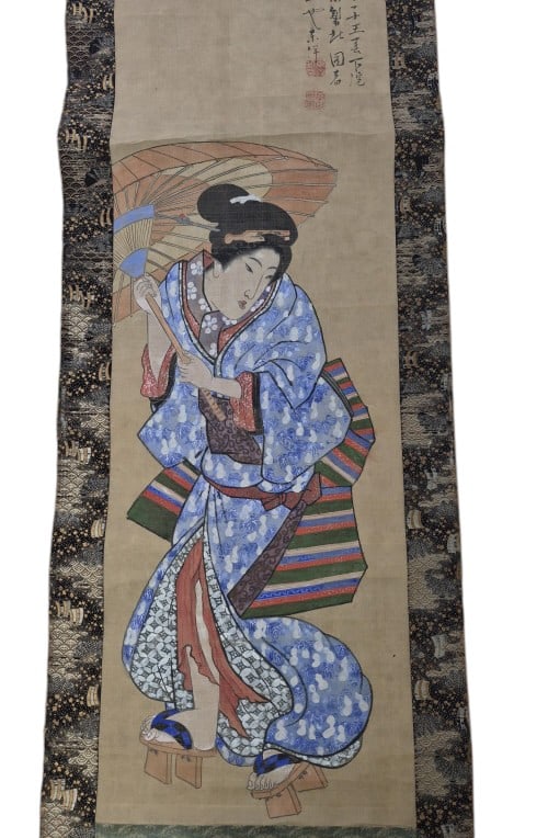Antique Japanese Hanging Scroll Likely Edo Period: IMPORTANT NOTE: Legacy Auctions offers reasonably priced in-house and 3rd Party shipping options, but you must select Arrange My Own Shipping as part of your post-auction purchase options. Antique