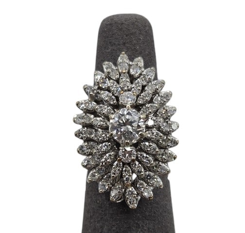 Large 14k White Gold & Diamond Cocktail Style Ring: IMPORTANT NOTE: Legacy Auctions offers reasonably priced in-house and 3rd Party shipping options, but you must select Arrange My Own Shipping as part of your post-auction purchase options. Appraisal