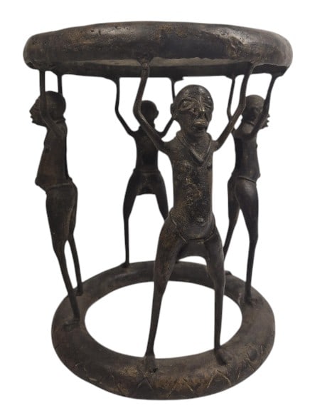 Authentic Bronze Tikar Stool: IMPORTANT NOTE: Legacy Auctions offers reasonably priced in-house and 3rd Party shipping options, but you must select Arrange My Own Shipping as part of your post-auction purchase options. This authen