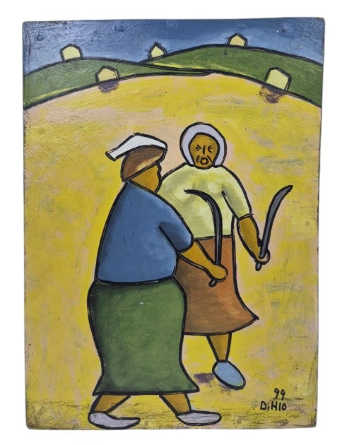 David Hlongwane Original Acrylic On Board '99: IMPORTANT NOTE: Legacy Auctions offers reasonably priced in-house and 3rd Party shipping options, but you must select Arrange My Own Shipping as part of your post-auction purchase options. David Hlong