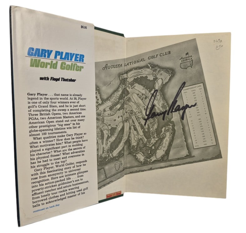 Gary Player Signed Hardcover World Golfer: IMPORTANT NOTE: Legacy Auctions offers reasonably priced in-house and 3rd Party shipping options, but you must select Arrange My Own Shipping as part of your post-auction purchase options. Gary