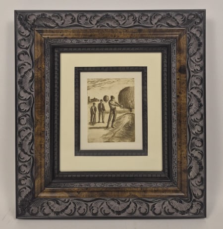 Unsigned Antique Golf Drypoint Etching - 2