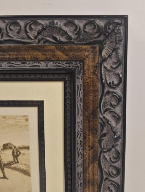 Unsigned Antique Golf Drypoint Etching - 7