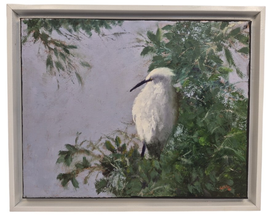 Fritz Keck "Egret In The Mangrove" Oil On Canvas (1 of 9)