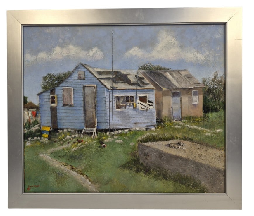 Fritz Keck "Bahamian Cottage II" Oil On Canvas: IMPORTANT NOTE: Legacy Auctions offers reasonably priced in-house and 3rd Party shipping options, but you must select Arrange My Own Shipping as part of your post-auction purchase options. Fritz Keck 