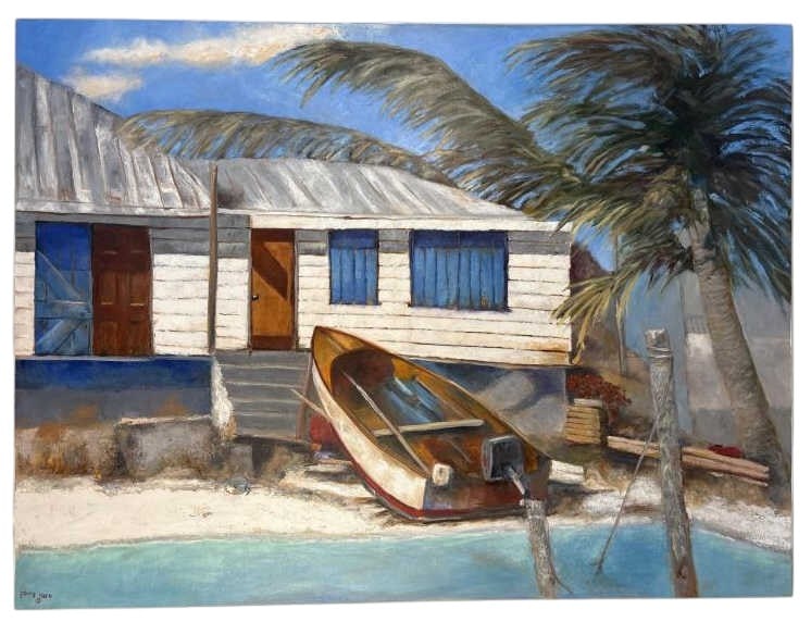 Fritz Keck "No Bonefish Sunday Mon" Oil On Canvas: IMPORTANT NOTE: Legacy Auctions offers reasonably priced in-house and 3rd Party shipping options, but you must select Arrange My Own Shipping as part of your post-auction purchase options. Fritz Keck 