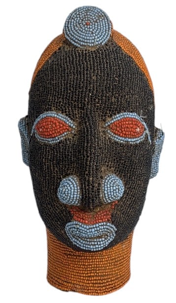 Authentic Bamileke Beaded Head From Cameroon: IMPORTANT NOTE: Legacy Auctions offers reasonably priced in-house and 3rd Party shipping options, but you must select Arrange My Own Shipping as part of your post-auction purchase options. Authentic B
