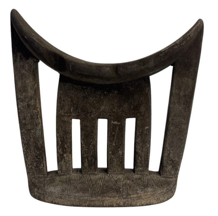 Hand-carved Ethiopian Tribal Wooden Headrest: IMPORTANT NOTE: Legacy Auctions offers reasonably priced in-house and 3rd Party shipping options, but you must select Arrange My Own Shipping as part of your post-auction purchase options. Hand-carved