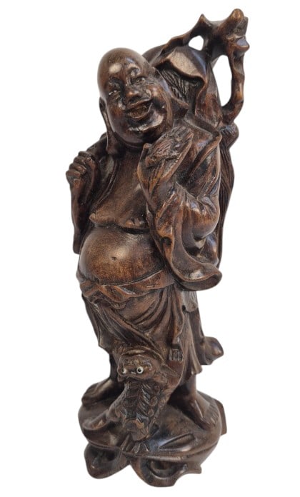 Chinese Wooden 'Liu Hai & Jin Chan' Statue 20th C. (1 of 9)