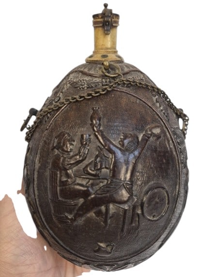 Antique Carved Coconut "Bugbear" Powder Flask (1 of 12)