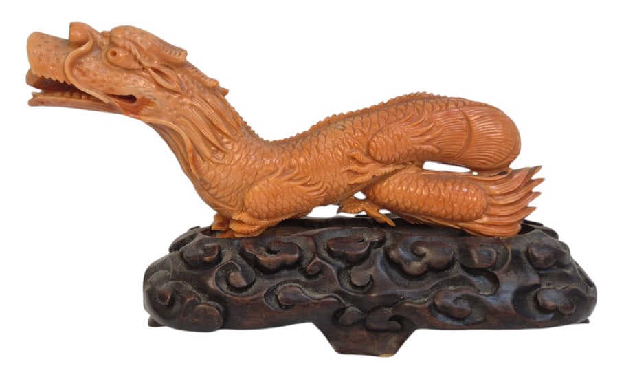 Chinese Carved Coral Dragon: IMPORTANT NOTE: Legacy Auctions offers reasonably priced in-house and 3rd Party shipping options, but you must select Arrange My Own Shipping as part of your post-auction purchase options. Chinese car