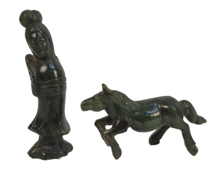Nephrite Jade Oriental Woman & Galloping Horse: IMPORTANT NOTE: Legacy Auctions offers reasonably priced in-house and 3rd Party shipping options, but you must select Arrange My Own Shipping as part of your post-auction purchase options. Nephrite